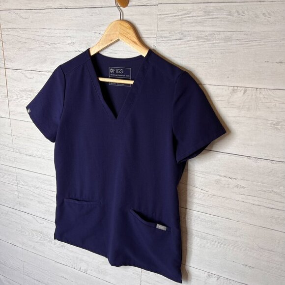 Figs Scrubs Top Womens SZ XS Navy Technical Collections Two Front Pockets Nurse - Picture 7 of 16